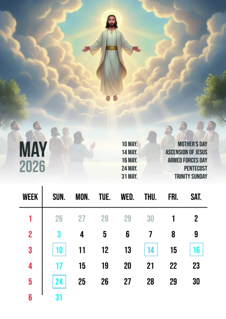 Christian Calendar 2026 May